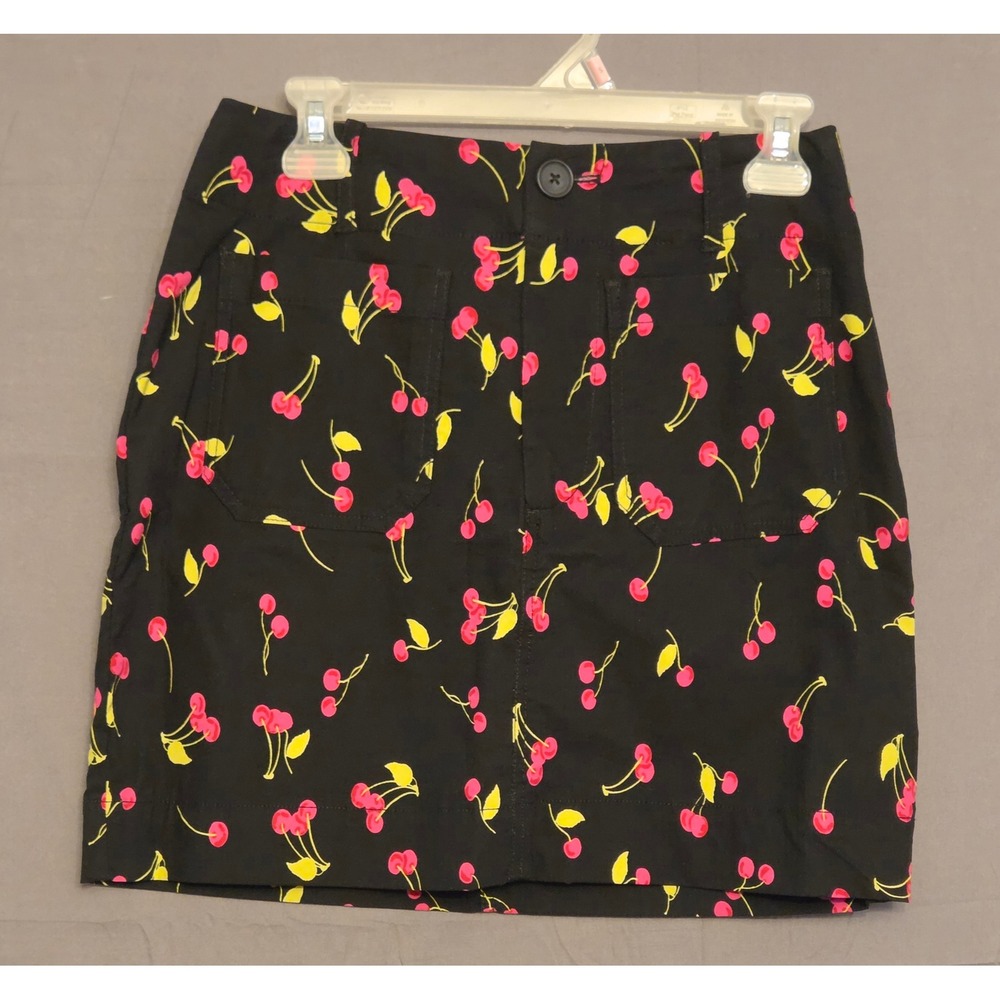 NWT Maeve By Anthropologie Colette Black Cherry Pattern Mini Skirt Womens Size S